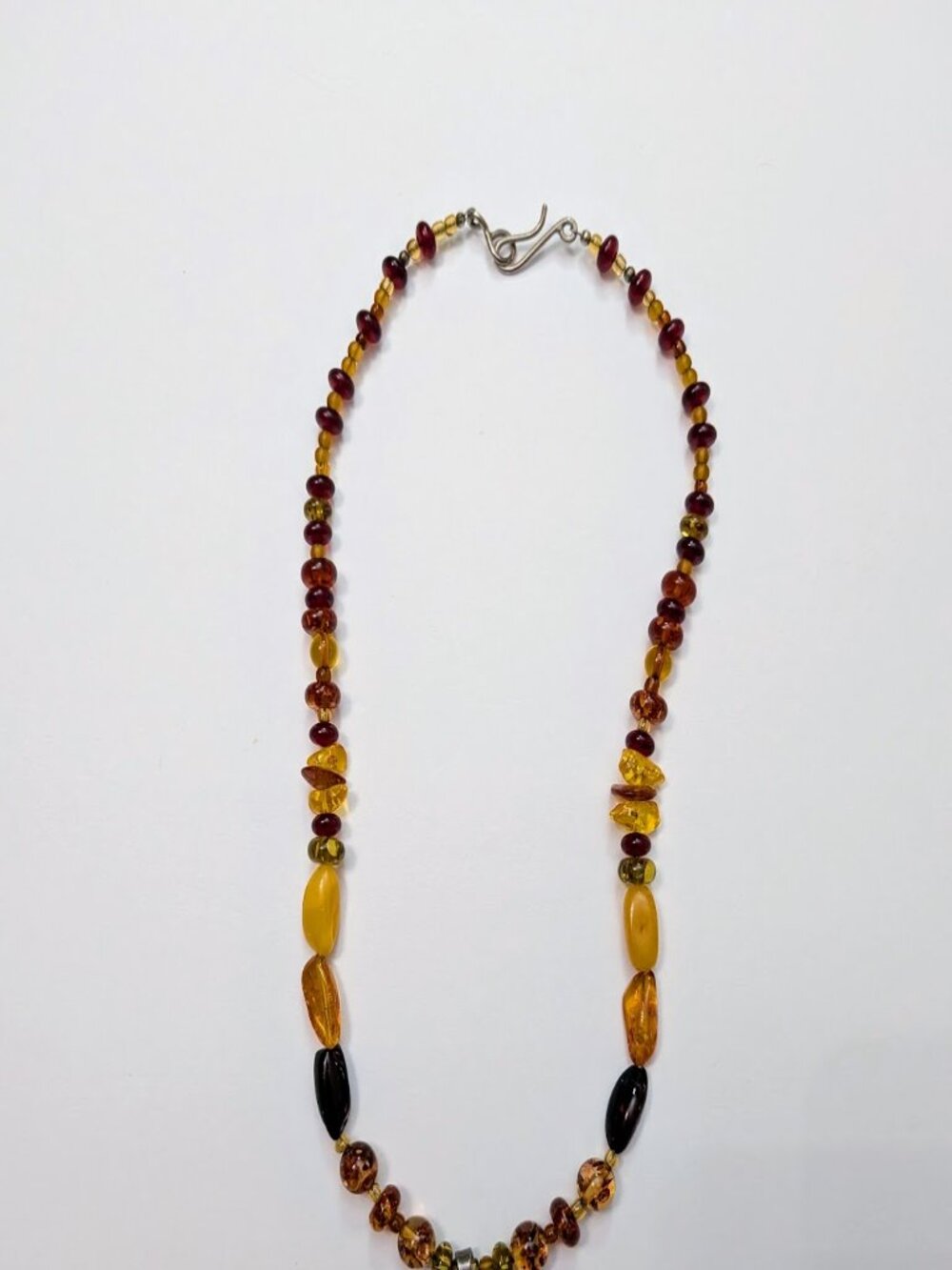 Vintage Baltic Amber Beaded Necklace Sterling Silver Amber Pendant - Picture 5 of 6